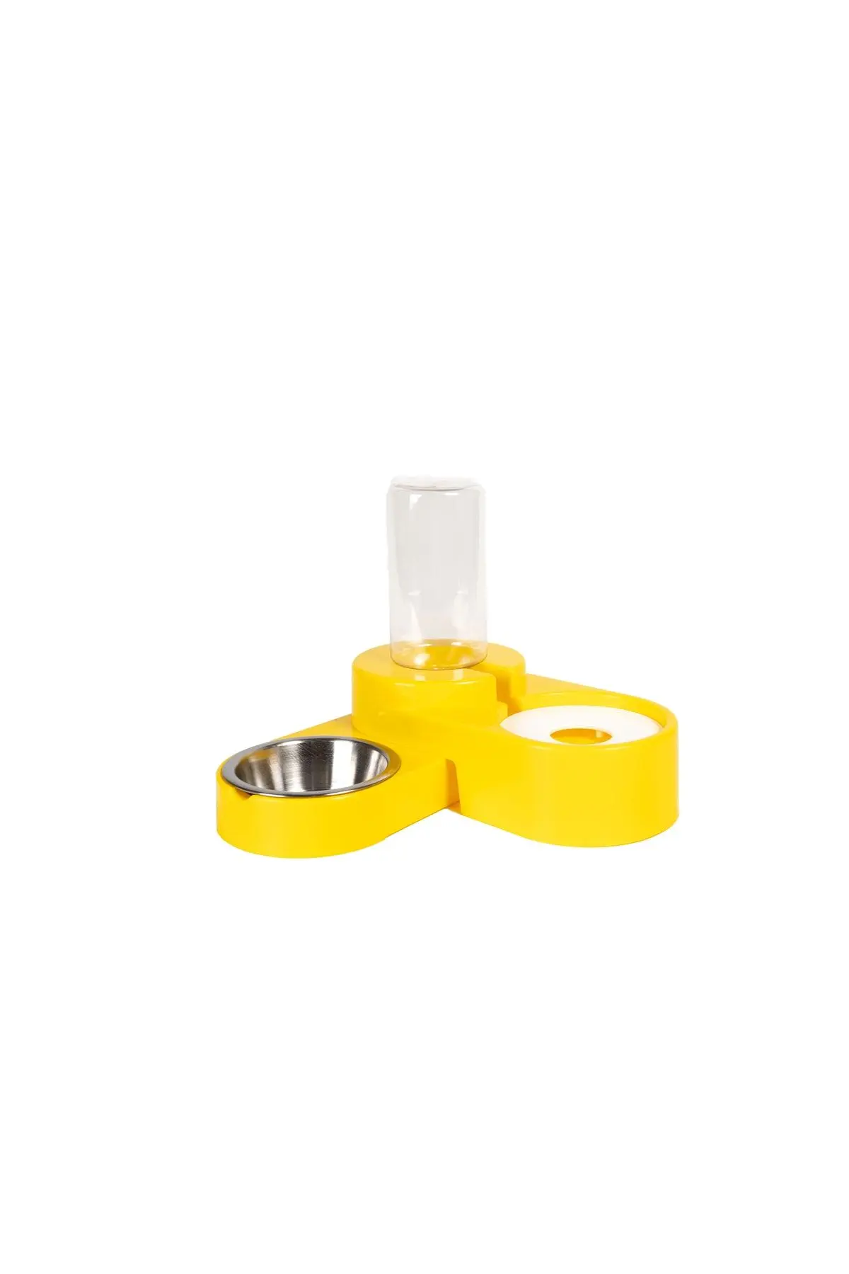 Köşeli Ayarlanabilir Hazneli Çelik Taslı Kedi-köpek Mama Ve Su Kabı Seti 1000ml