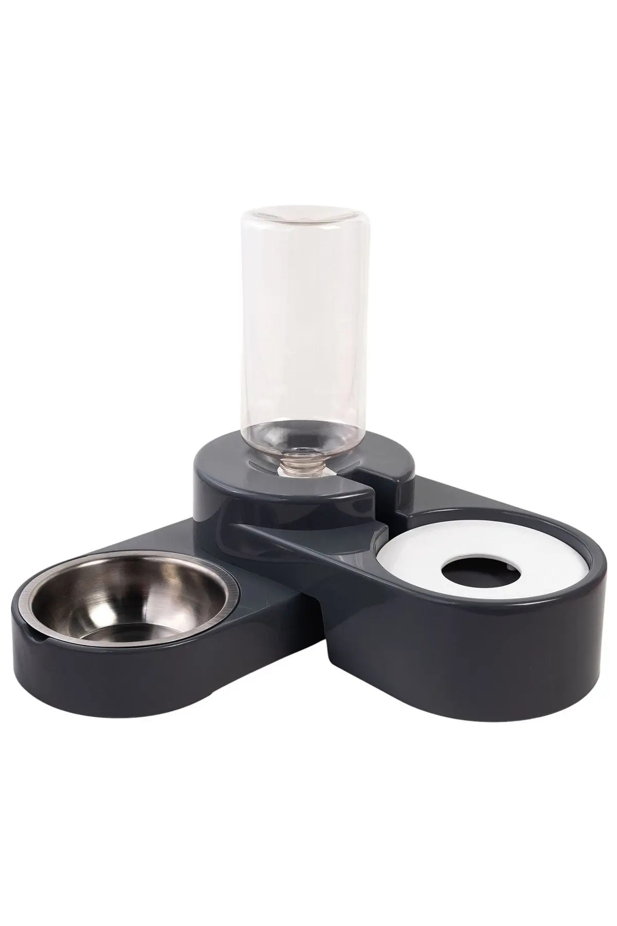 Köşeli Ayarlanabilir Hazneli Çelik Taslı Kedi-köpek Mama Ve Su Kabı Seti 1000ml