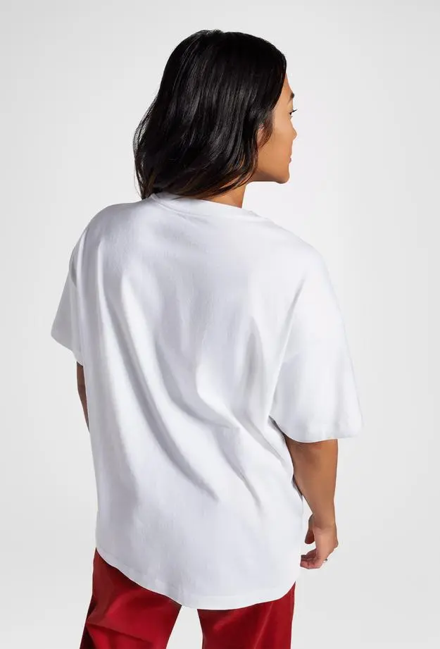 Converse Flaming Oversized Fit Kadın Beyaz T-Shirt