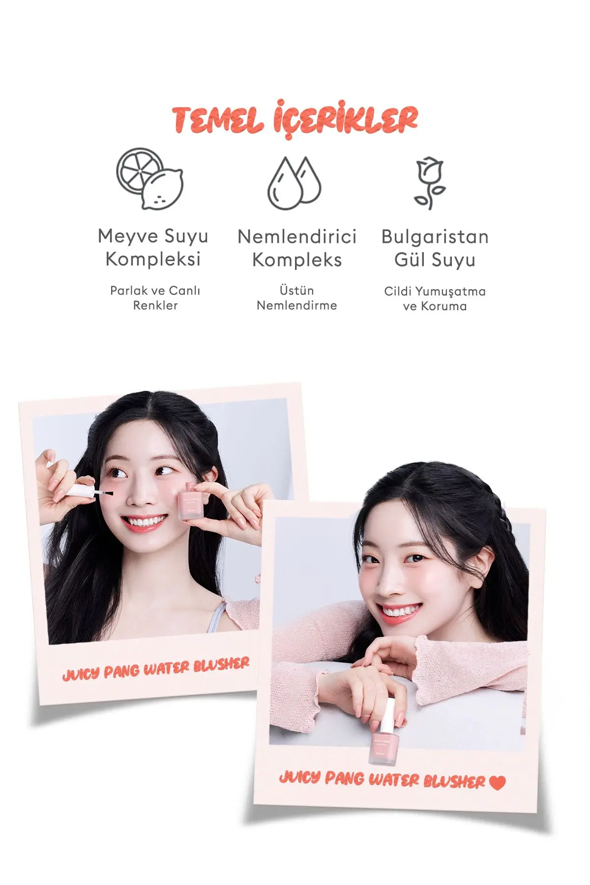 Meyve Kokulu Doğal Görünümlü Likit Allık 9g. Apıeu Juicy-pang Water Blusher (CR01)