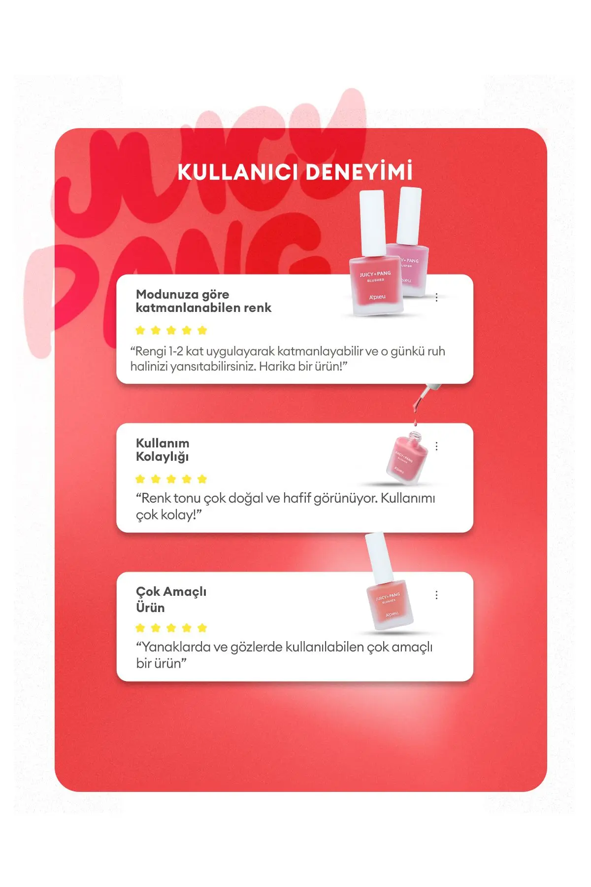 Nemlendirici Etkili Doğal Görünüm Sunan Sıvı Allık A'pıeu Juicy-pang Water Blusher (RD01)