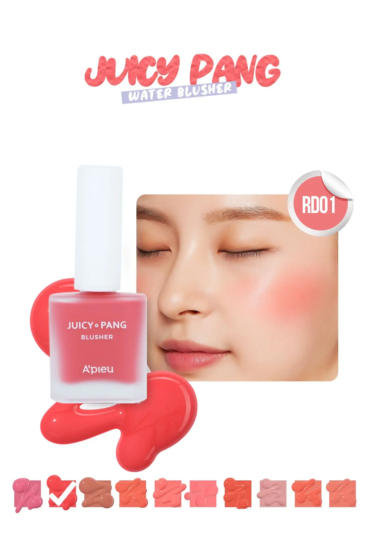 Nemlendirici Etkili Doğal Görünüm Sunan Sıvı Allık A'pıeu Juicy-pang Water Blusher (RD01)