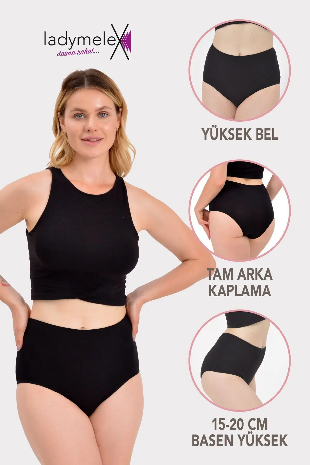 Kadın Külot Vizon Kırmızı Lacivert Siyah Beyaz Ten Yüksek Bel Külot 7'li Paket
