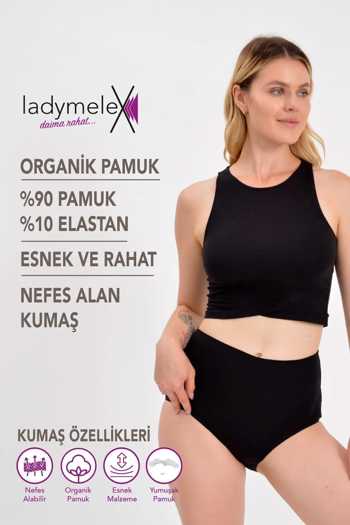 Kadın Külot, Karışık Renkli Yüksek Bel Külot (S-M-L-XL-2XL-3XL) 7'li Paket Yumuşak Pamuklu Külot