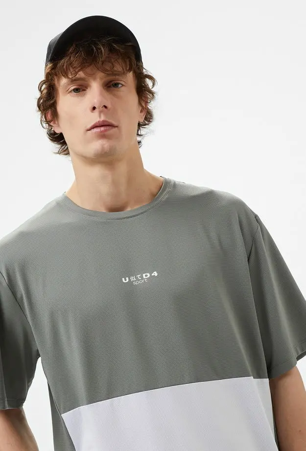 United4 Sport Erkek Gri/Beyaz Antrenman T-Shirt