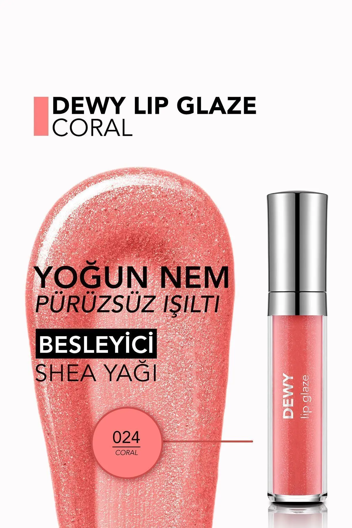 Besleyici Dudak Parlatıcısı - Dewy Lip Glaze - 024 Coral-8682536069441