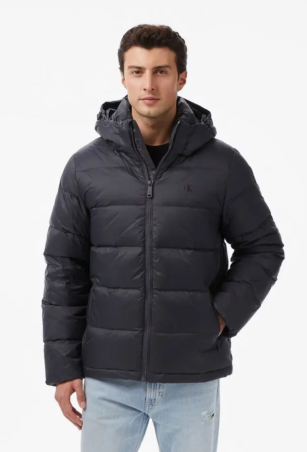 Calvin Klein Calvin Klein Nylon Zip Off Hood Down Puffer Erkek Gri Mont