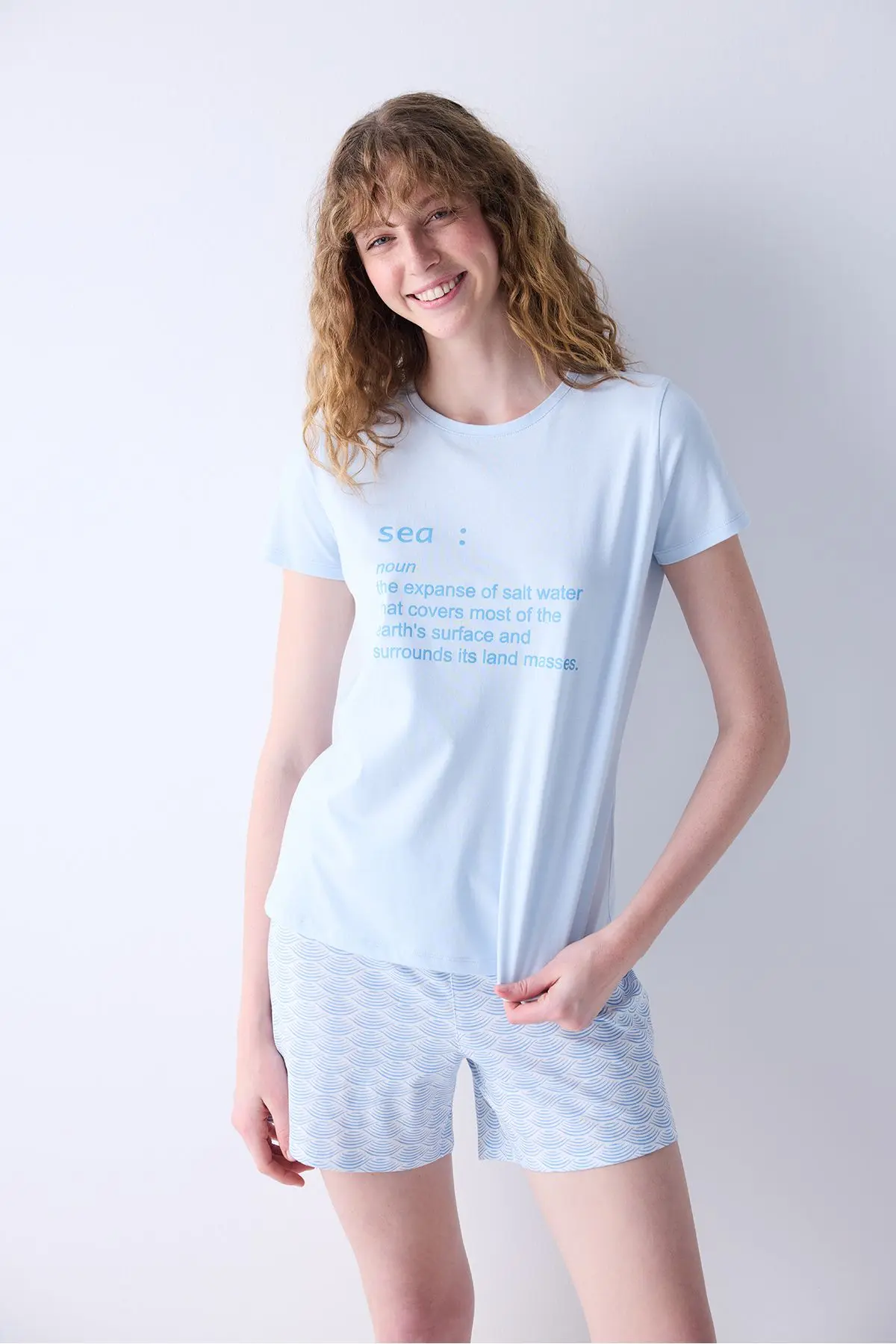 Penti Sea Açık Mavi Şortlu Pijama Takımı