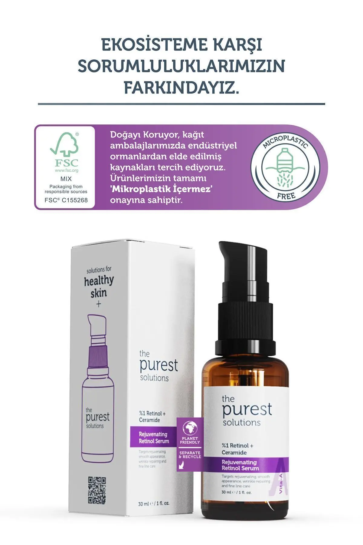 Kırışıklık Karşıtı, Onarıcı Retinol (a Vitamini) Gece Serumu 30 Ml (1% Retinol + Ceramide)