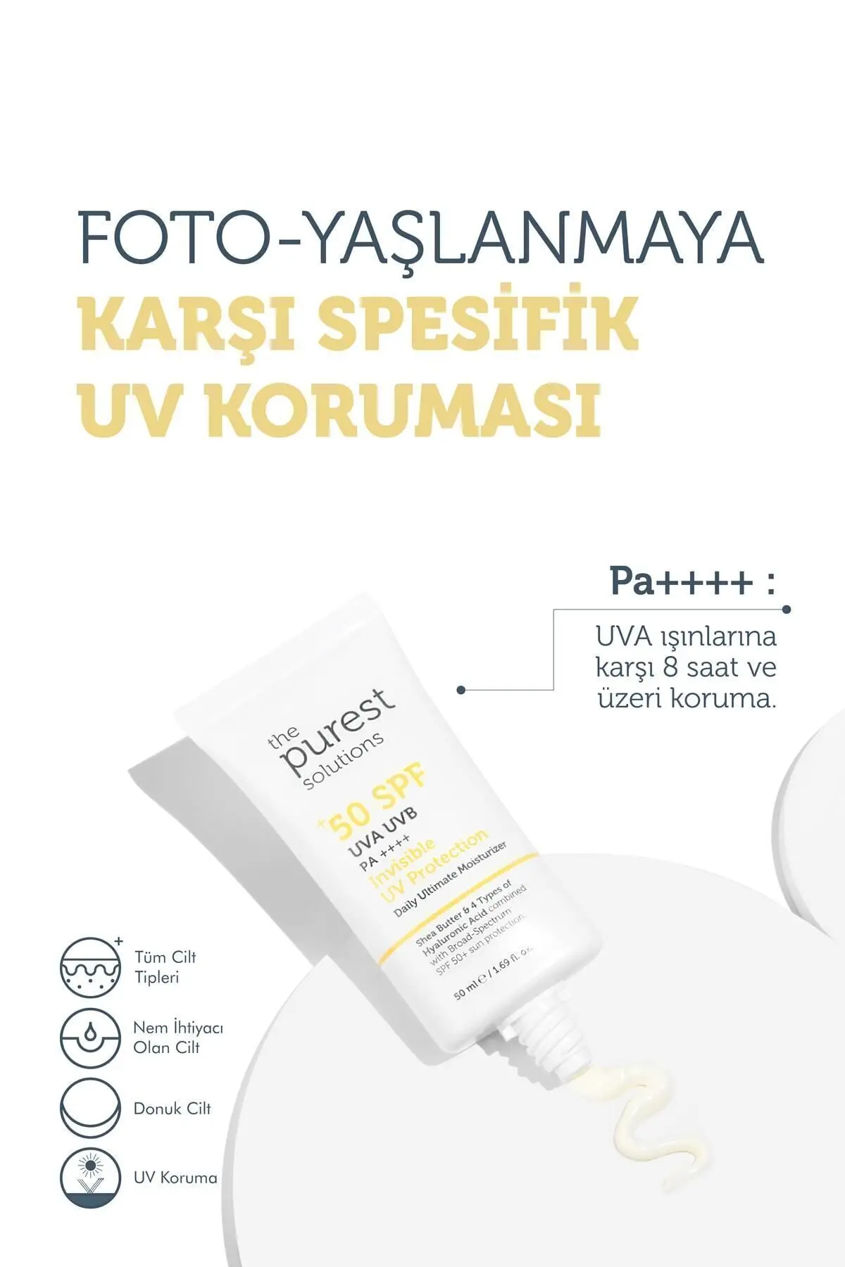 Yüksek Koruma ve Nemlendirici Etkili Güneş Koruyucu Krem SPF 50, 50 ml