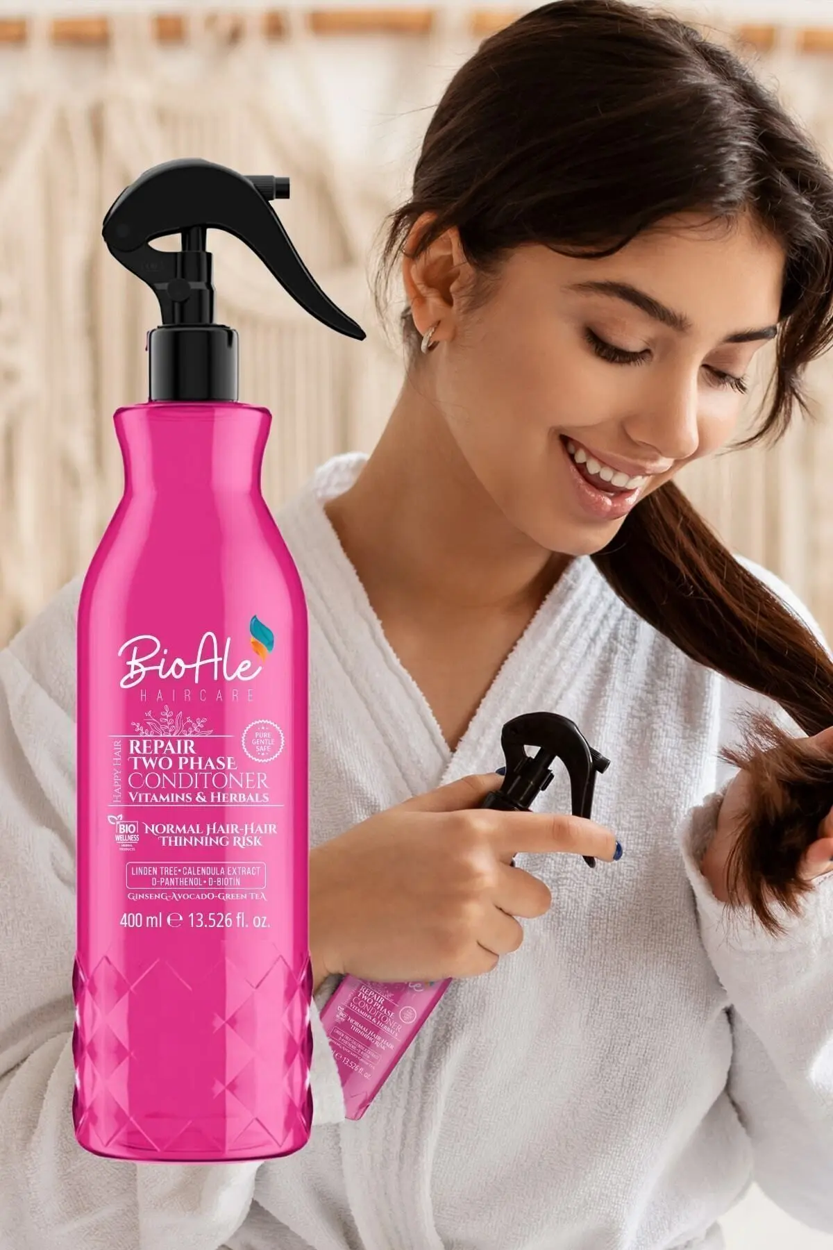 Onarıcı Fön Suyu Panthenol Biotin Ginseng Ihlamur Ağacı Yeşil Çay 400 ml