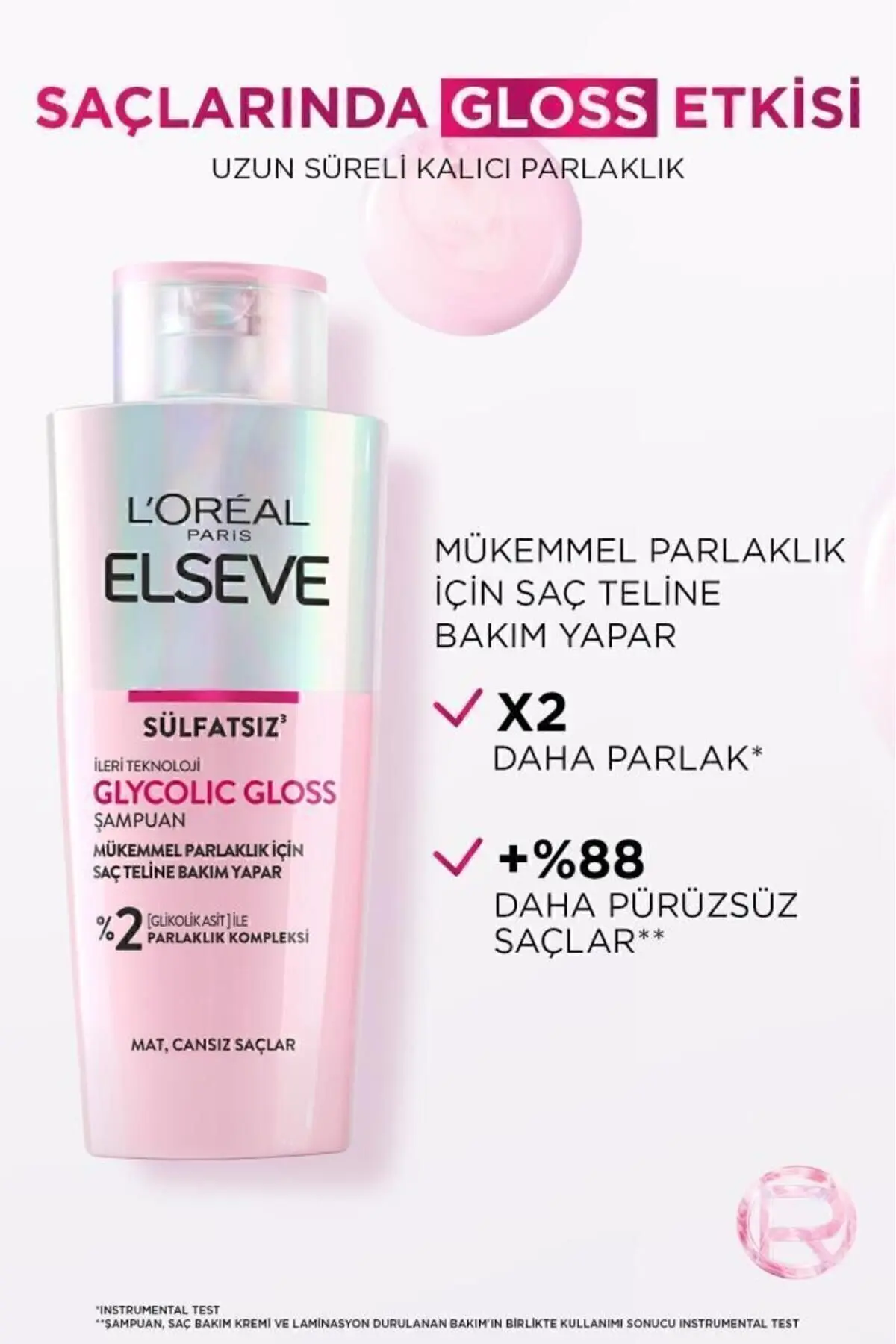 Glycolic Gloss Mükemmel Parlaklık için Bakım Yapan Şampuan 200ml