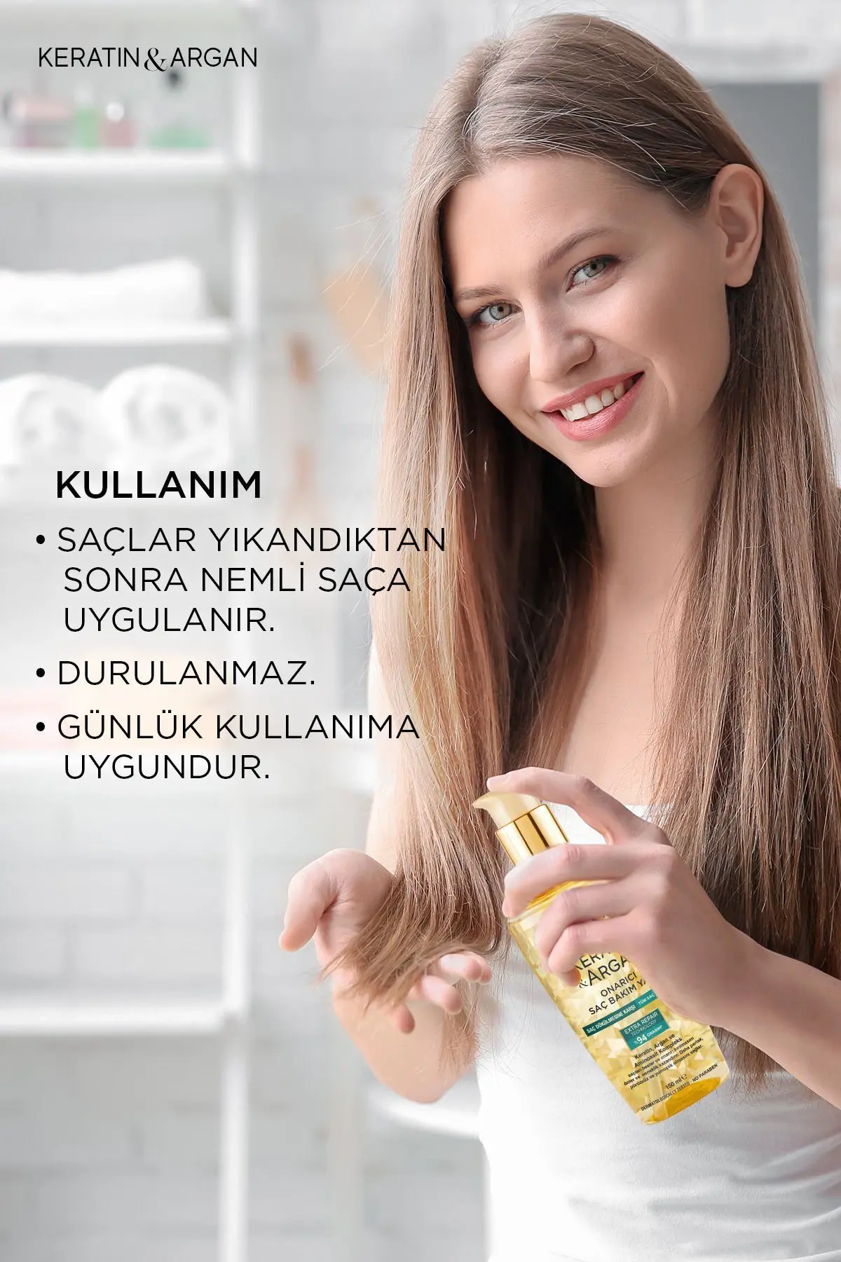 Keratin Argan Onarıcı Saç Bakım Yağı 150 ml