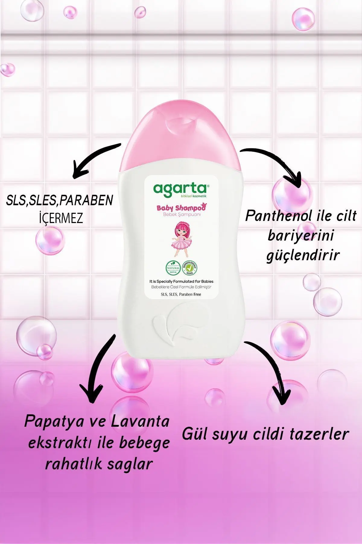 Doğal Bebek Kız Çocuklarına Özel Bakım Şampuanı 400 ml