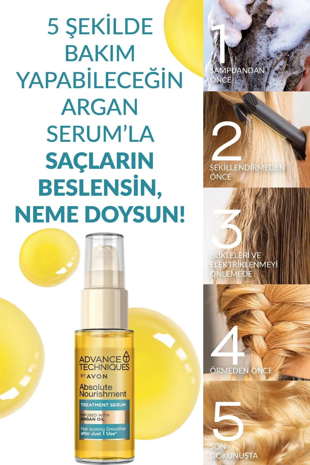 Advance Techniques Argan Yağı Içeren Besleyici Saç Serumu 30 Ml. Üçlü Set