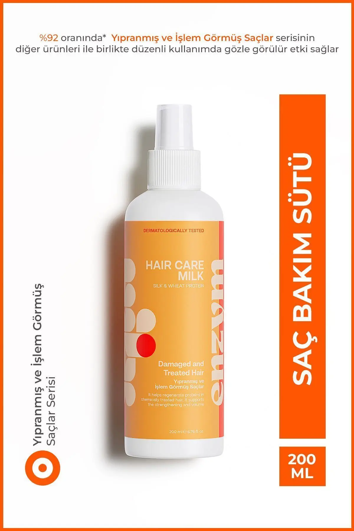 ENZYM COSMETICS Yıpranmış Ve Işlem Görmüş Saçlara Özel Saç Bakım Sütü Sprey 200 ml