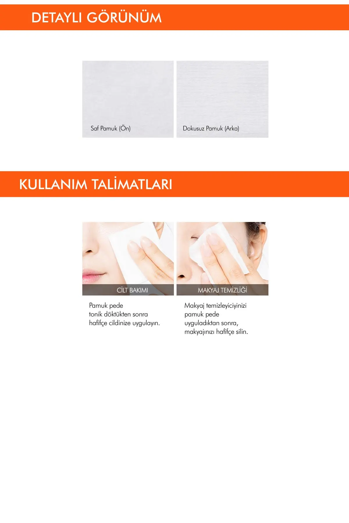 Ürün Emmeyen Dayanıklı Pamuk %100 Pamuk Pedleri Cotton Pads (80Adet)