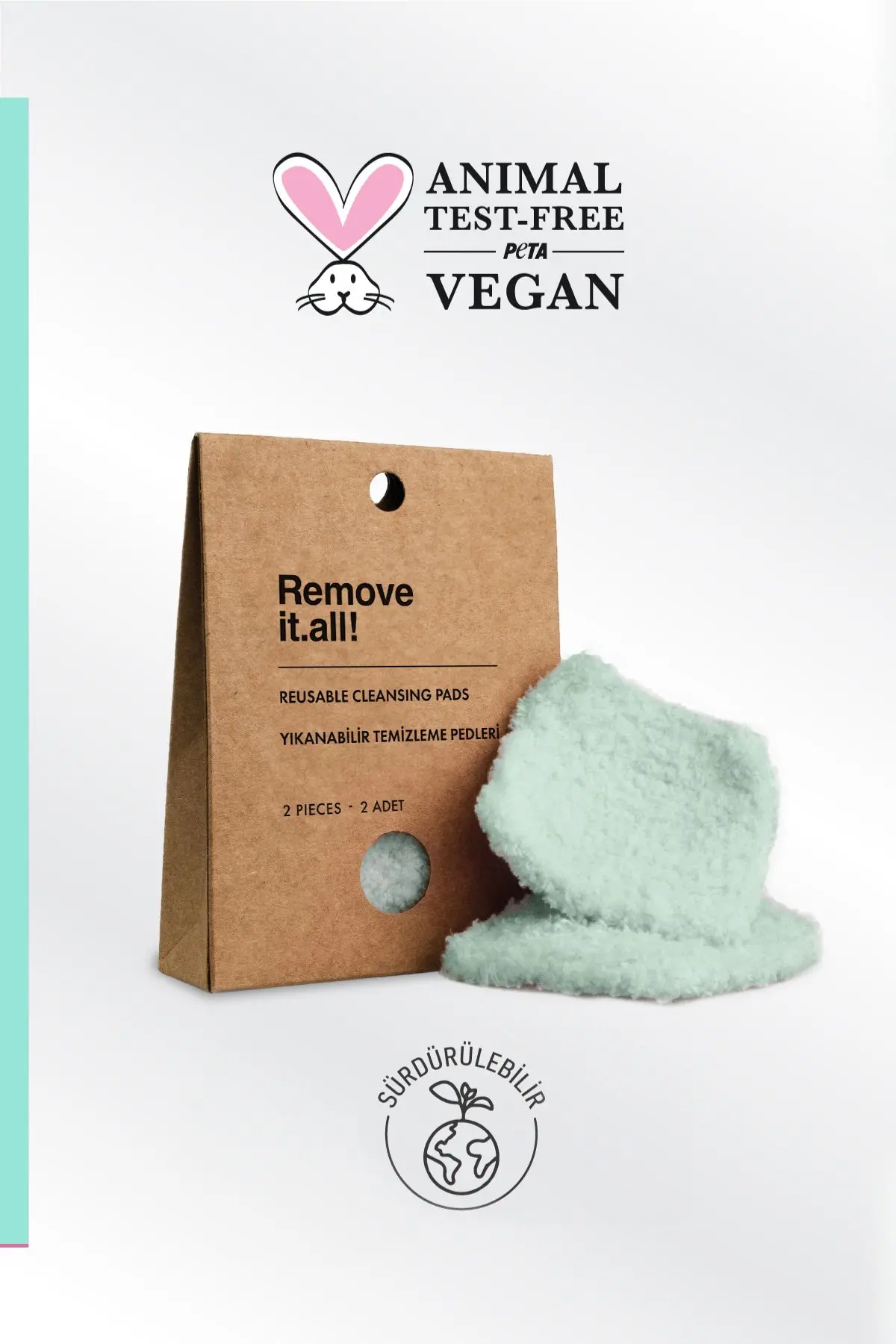 Remove It.all! Yıkanabilir Temizleme Pedleri 2 Adet Reusable Cleansing Pads 2 Pieces