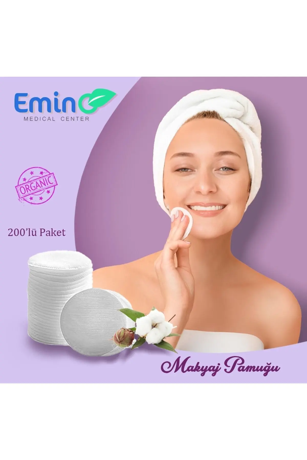 Organik Yuvarlak Makyaj Pamuğu pedi disk pamuk 200 Adet