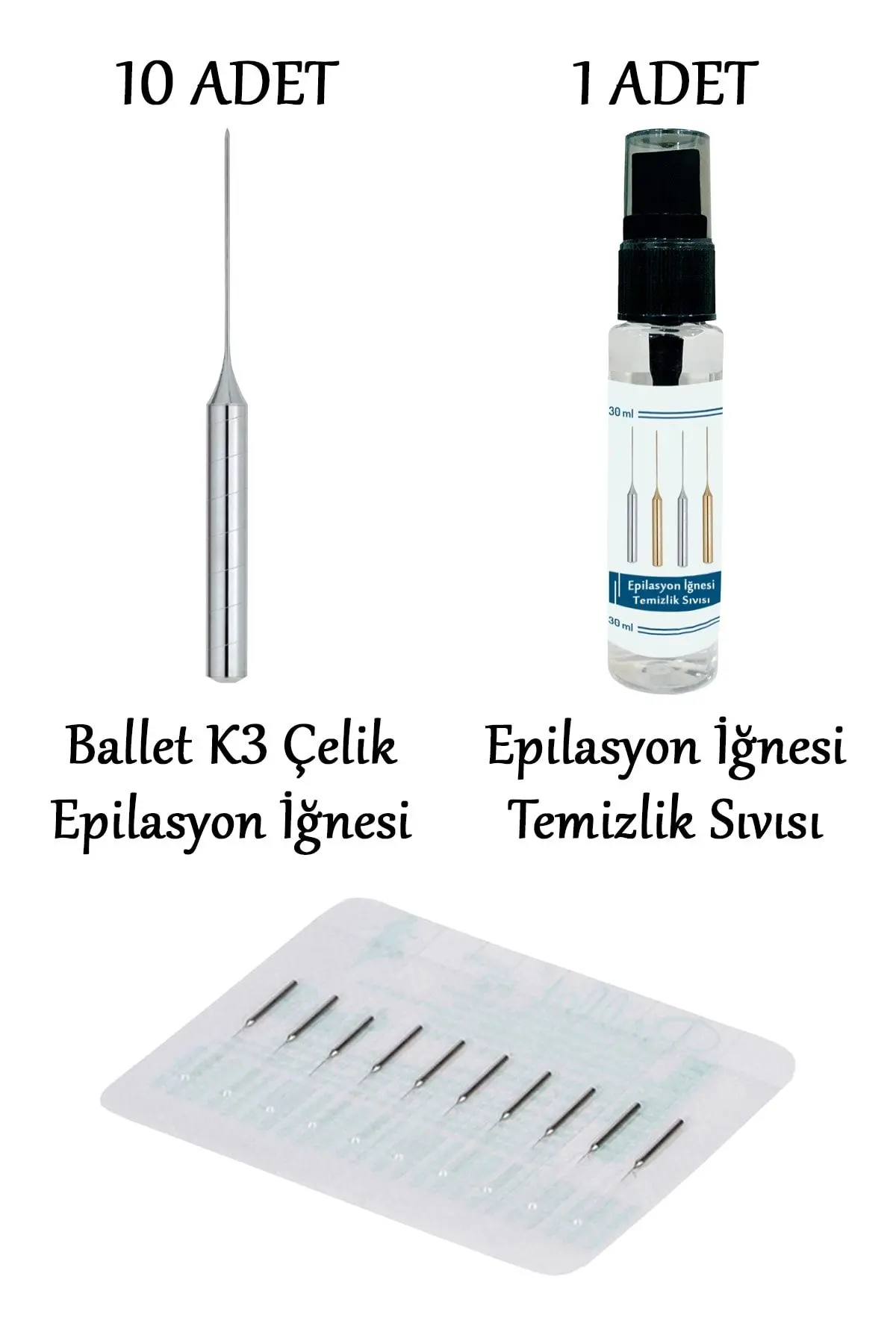 10 Adet K3 Gümüş Epilasyon Iğnesi Orijinal K3 Çelik Iğne 20402510