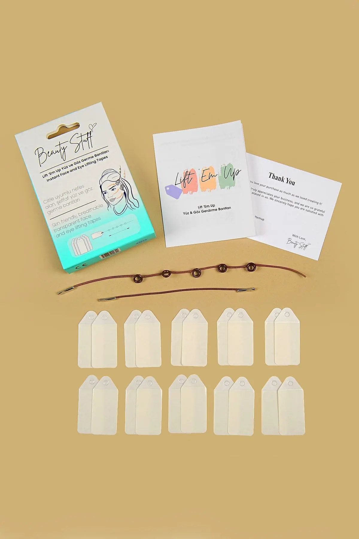 Kahverengi Lastikli Lift 'Em Up Yüz & Göz Germe Bantları (20'li paket) (Made in USA)