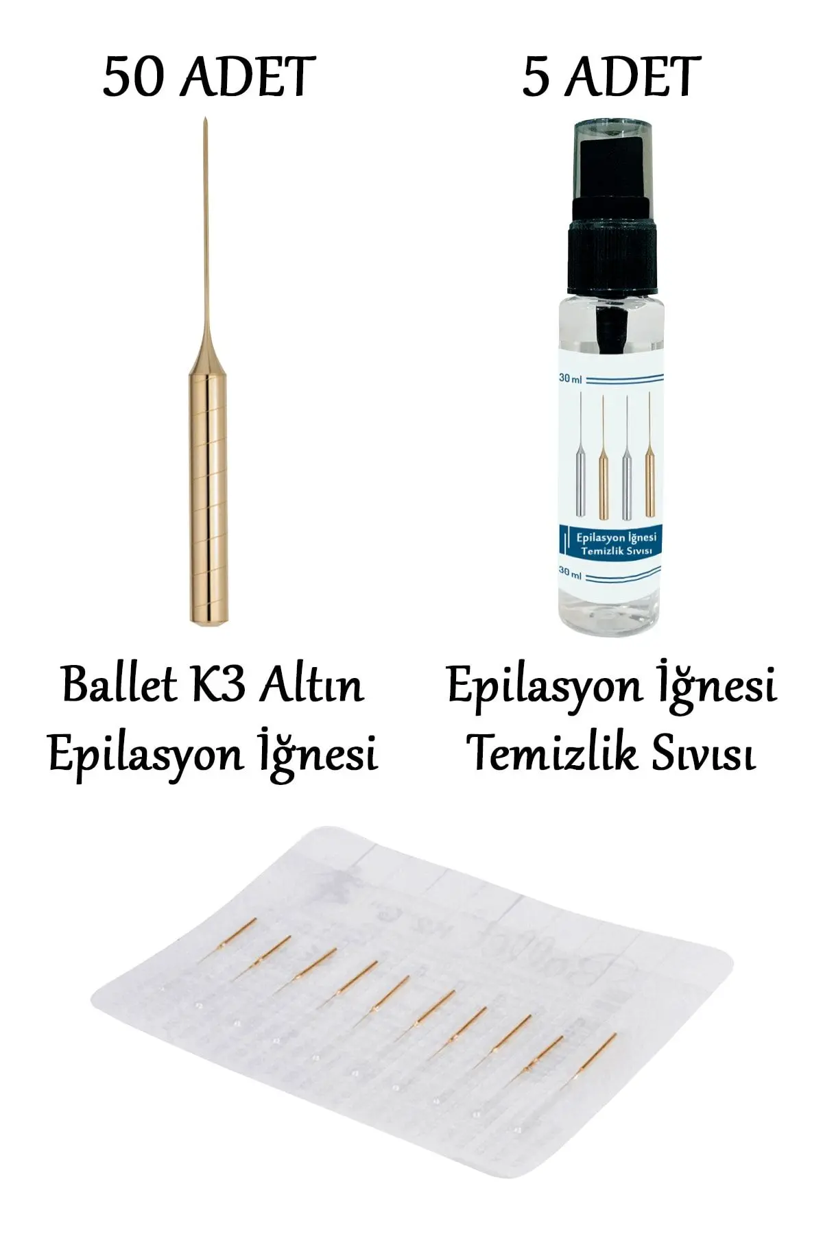 50 Adet K3 Altın Epilasyon İğnesi Orijinal Ballet K3 Gold İğne 20402517