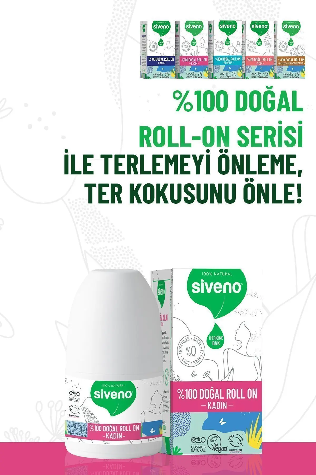 %100 Doğal Roll-on Kadın Deodorant Ter Kokusu Önleyici Bitkisel Leke Bırakmayan Vegan 50 ml
