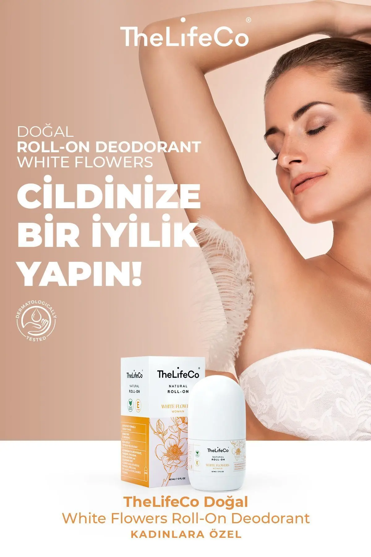 Doğal Roll-on White Flowers(WOMAN)60 Ml(ALKOL,ALÜMİNYUM,PARABEN,SENTETİK KOKU İÇERMEZ)