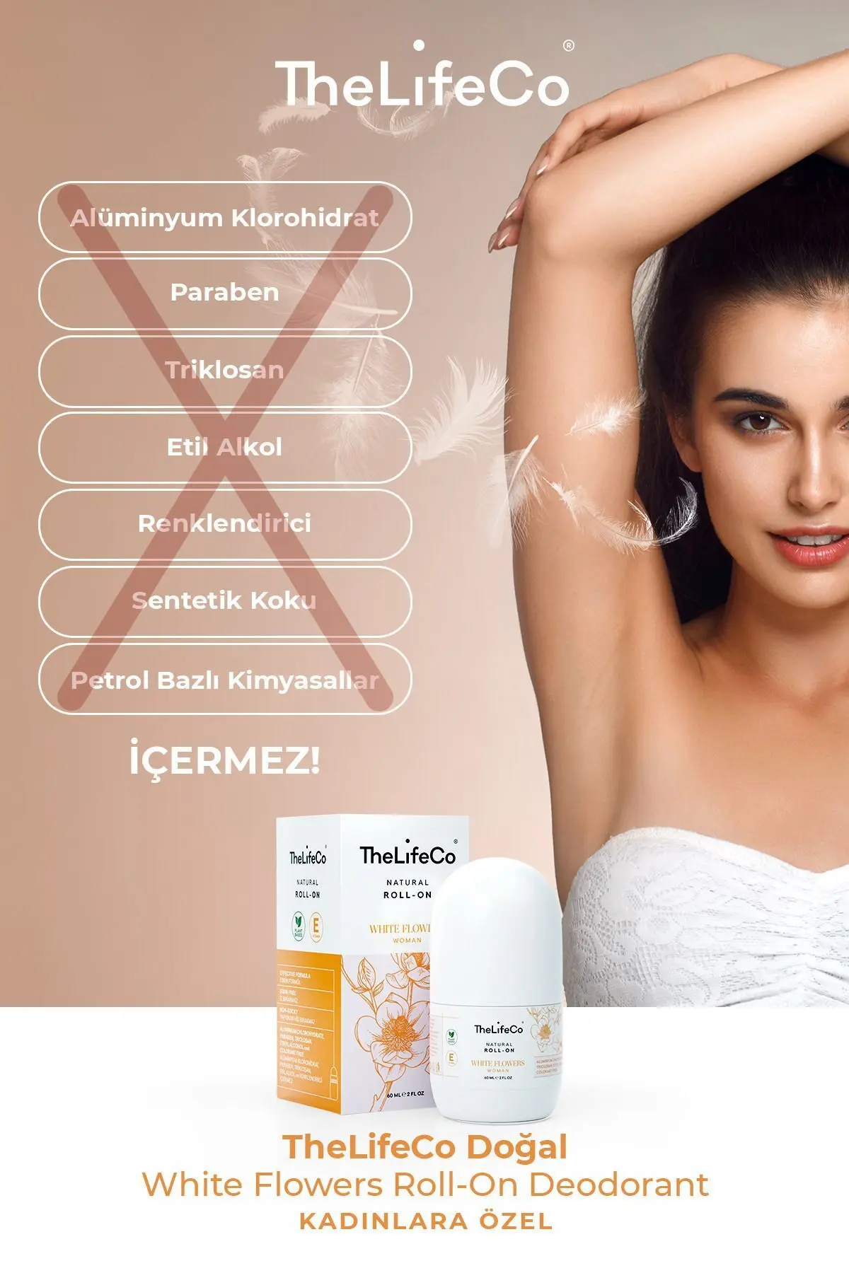 Doğal Roll-on White Flowers(WOMAN)60 Ml(ALKOL,ALÜMİNYUM,PARABEN,SENTETİK KOKU İÇERMEZ)