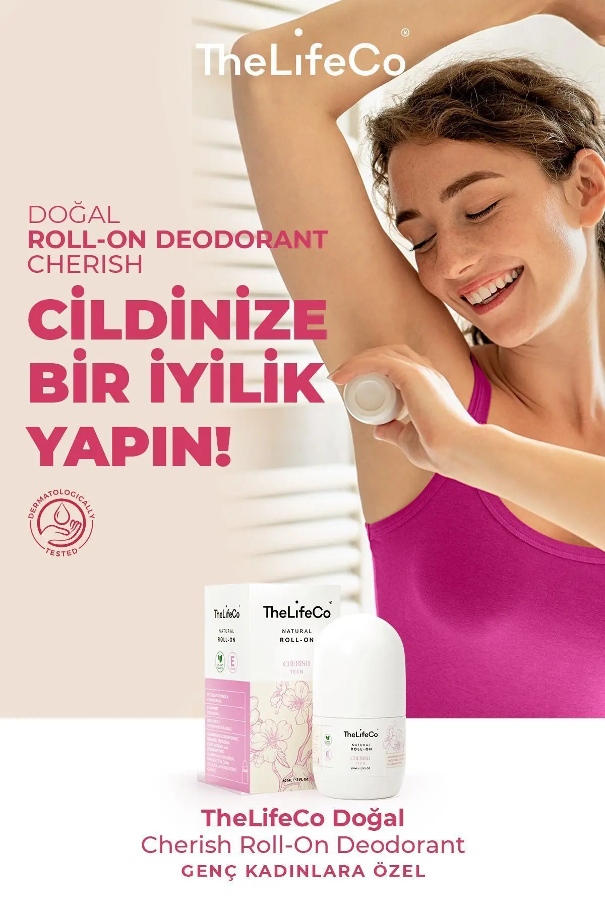 Doğal Roll-on Cherish(TEENAGE) 60 ml (ALKOL,ALÜMİNYUM,PARABEN,SENTETİK KOKU İÇERMEZ)