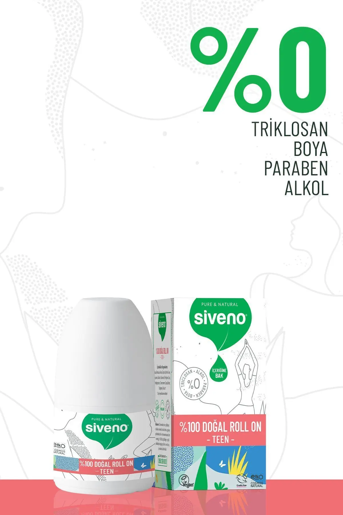 %100 Doğal Roll-on Teen Girl Genç Kız Deodorant Ter Kokusu Önleyici Bitkisel Lekesiz Vegan 50 ml