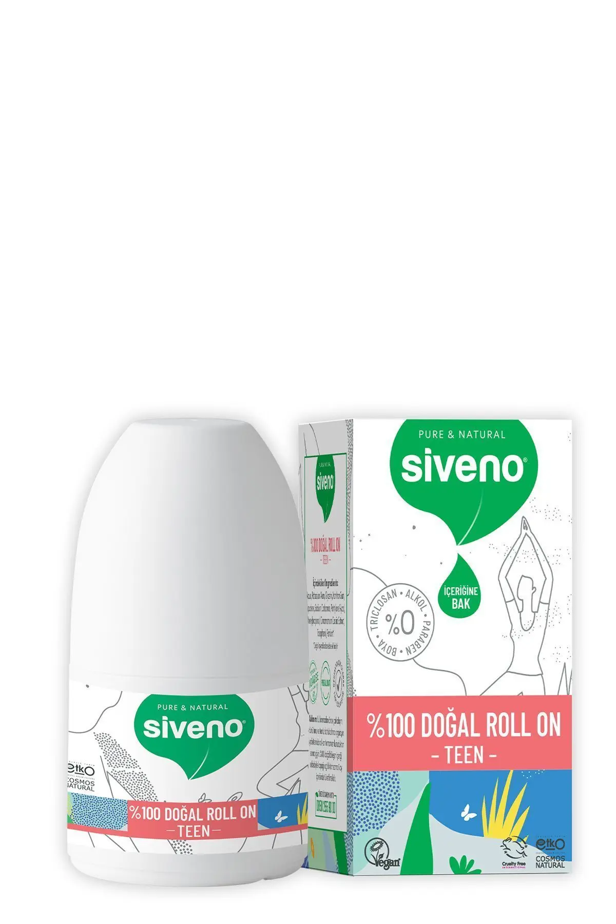 %100 Doğal Roll-on Teen Girl Genç Kız Deodorant Ter Kokusu Önleyici Bitkisel Lekesiz Vegan 50 ml