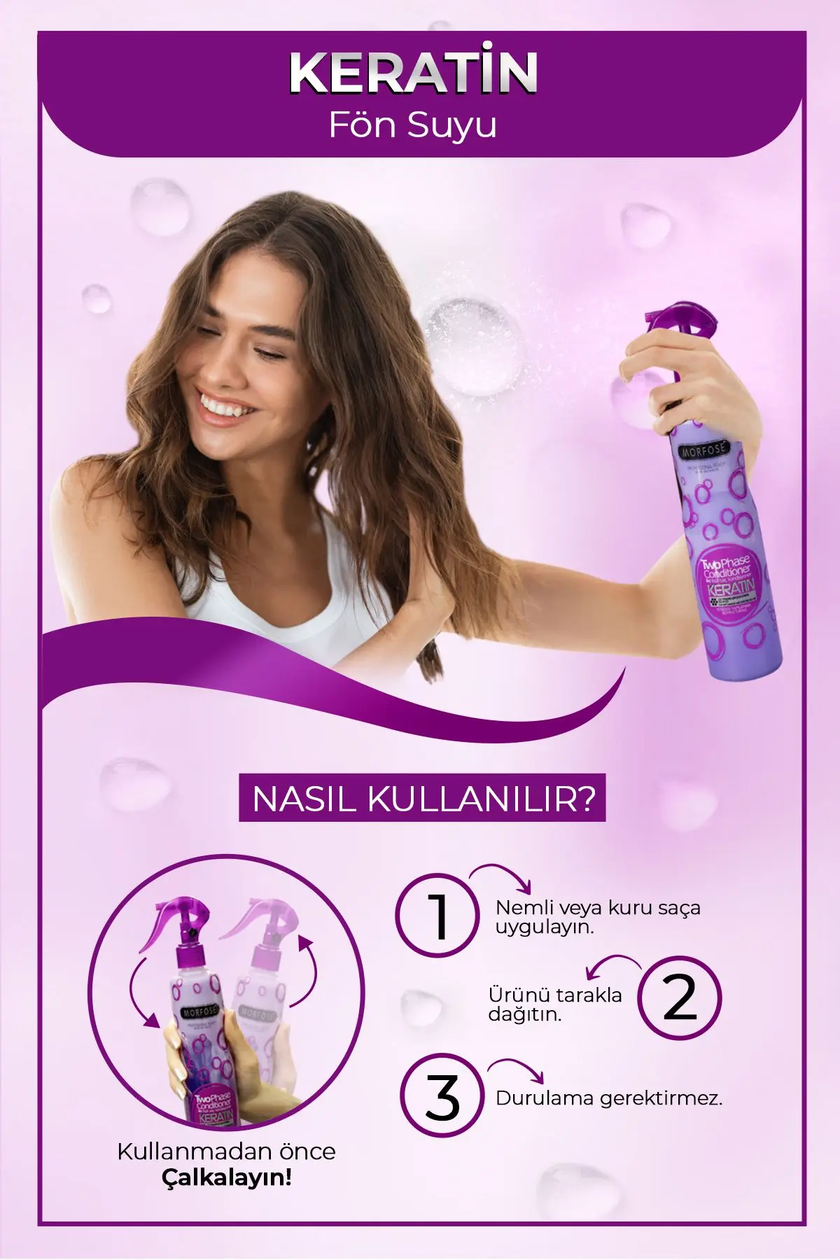 Keratin Içerikli Fön Suyu Mor 400 Ml