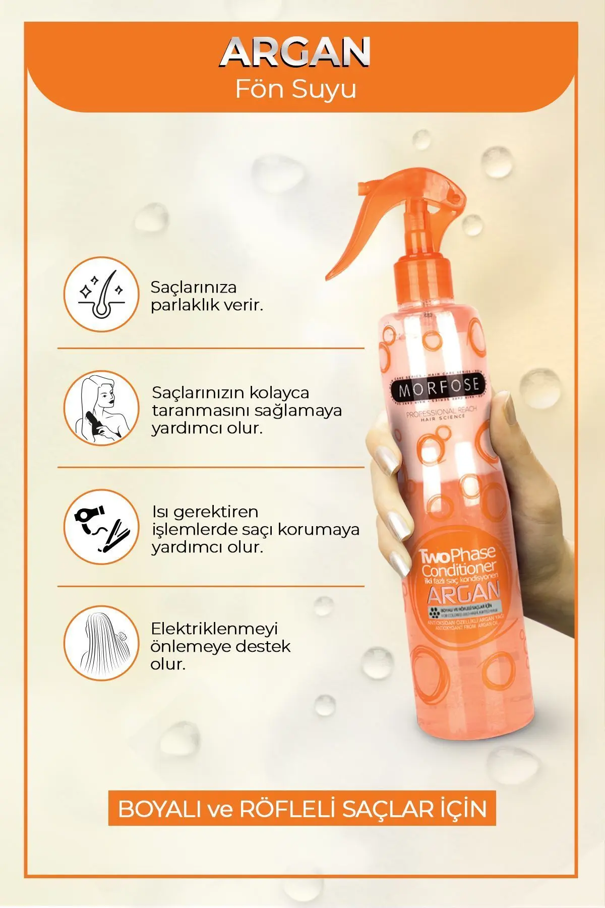 Çift Fazlı Argan Turuncu Fön Suyu 400 Ml