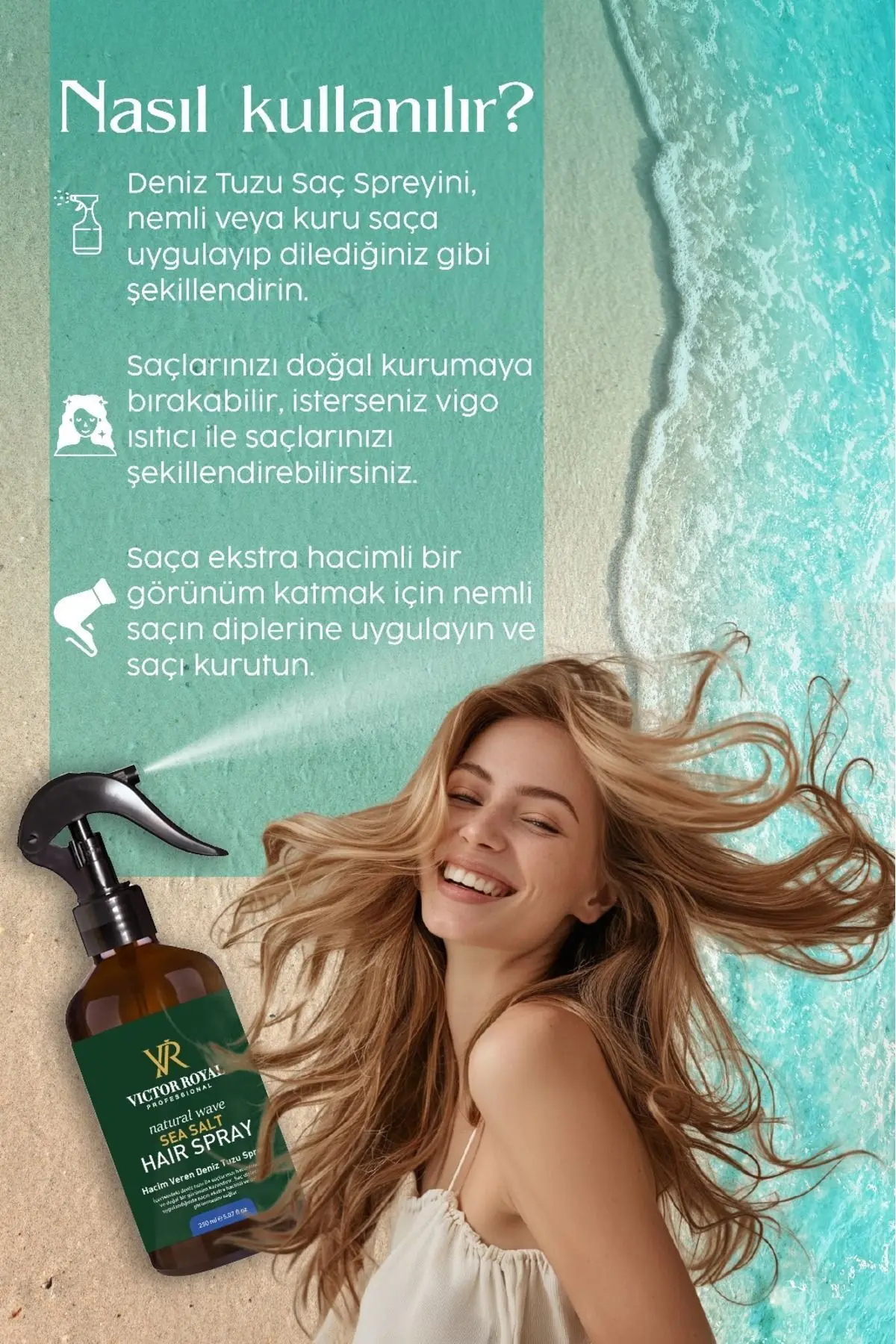 Hacim Ve Dolgunluk Veren Deniz Tuzu Saç Spreyi 250 ml