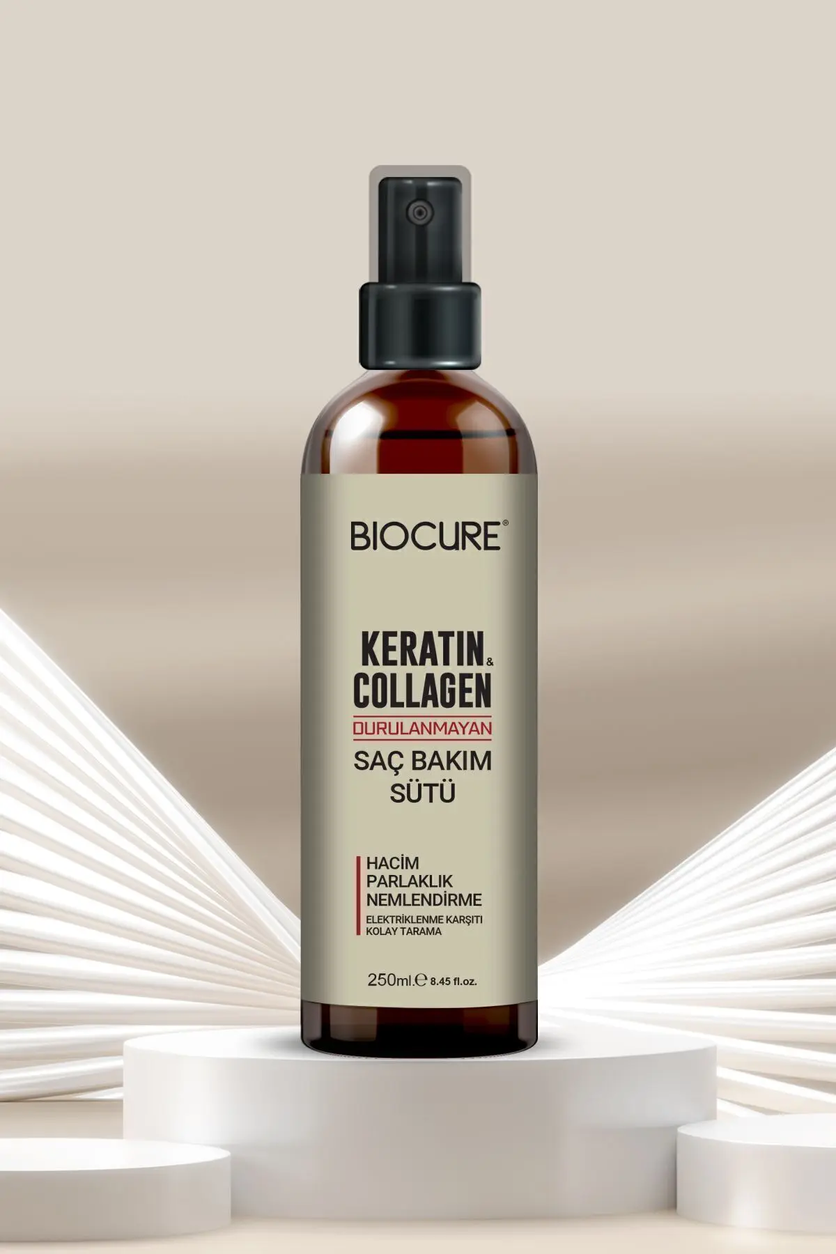 Keratin Collagen Durulanmayan Saç Bakım Sütü Hacim, parlaklık nemlendirme Kolay Tarama 250ml.