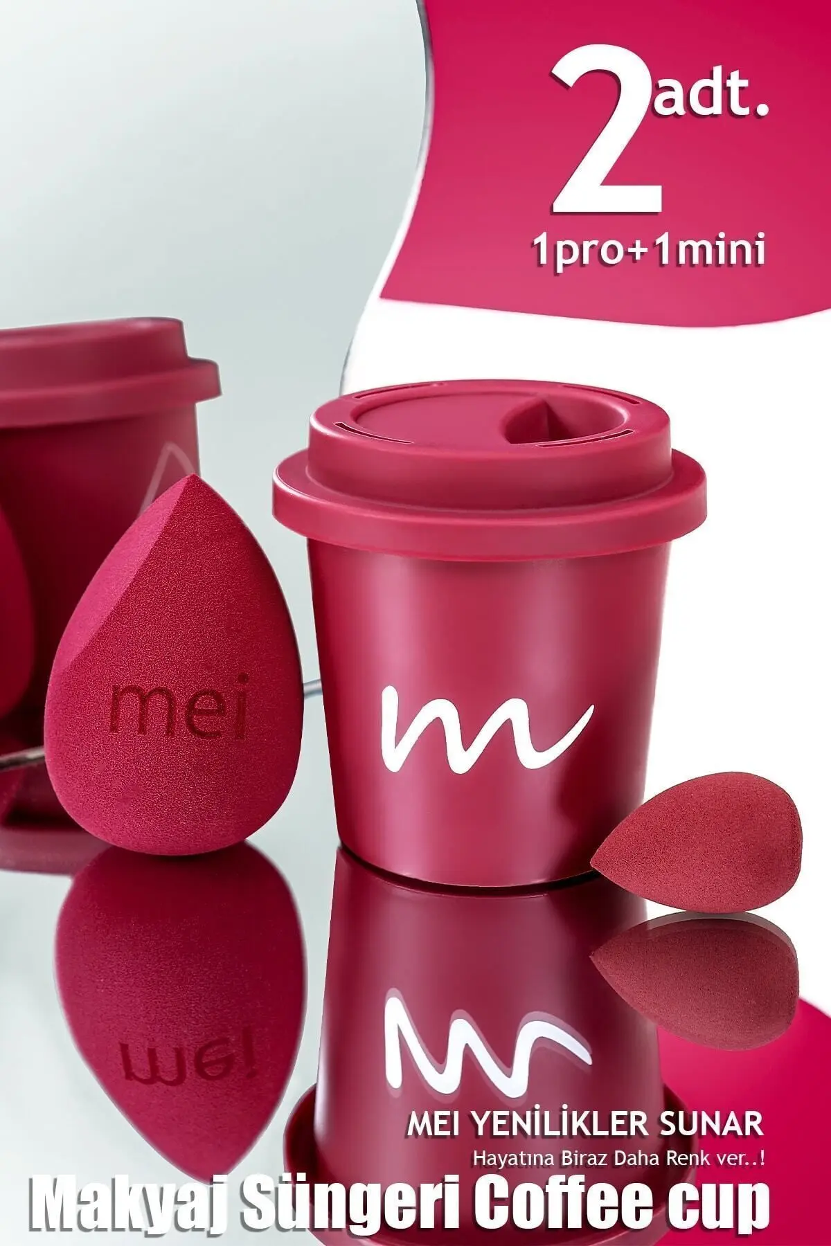 mei Makyaj Süngeri Fondöten Emmeyen Sponge Coffee Cup Hijyenik Merlot Pro 1 Mini