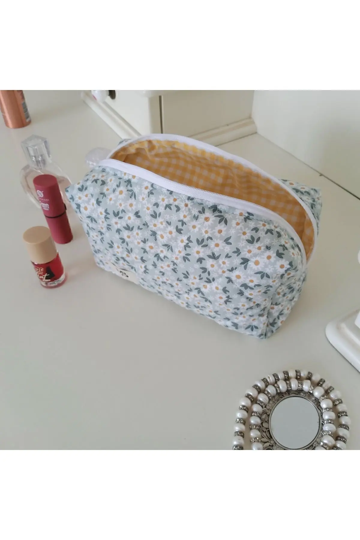 bahar papatyası makyaj çantası-büyük boy