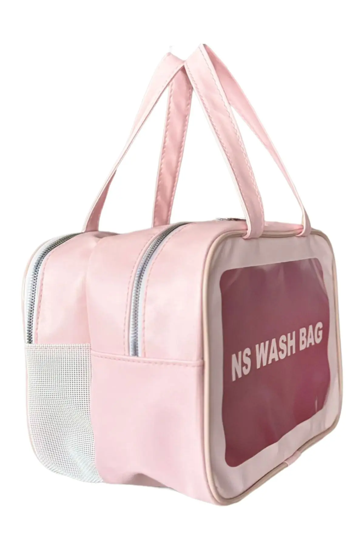 Çift Bölmeli Şeffaf Makyaj Ve Kozmetik Çantası-taşınabilir Seyahat Banyo Saklama Çantası-XL BOY