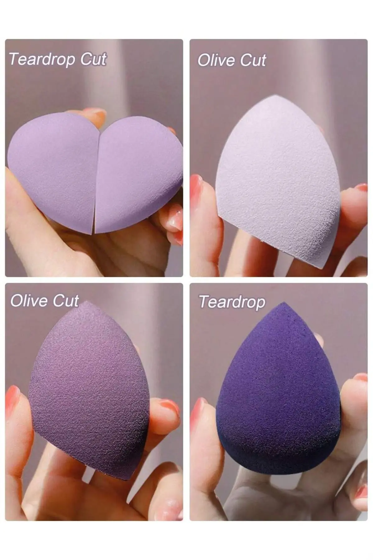 8'li Lila Tonları Kutulu Standlı Makyaj Süngeri Seti