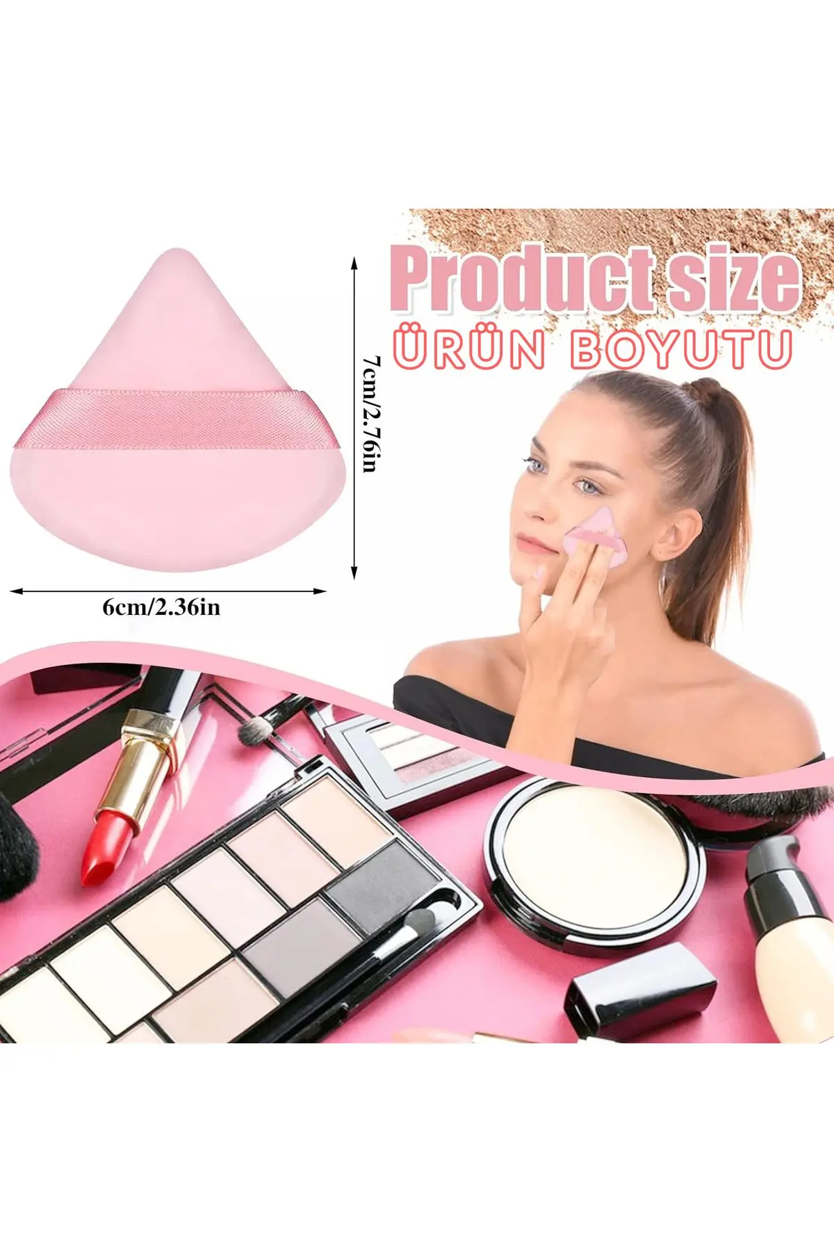 3'lü Tutmalı Kadife Makyaj Süngeri (Yıkanabilir) Pudra Fondöten BB Krem Uygulama