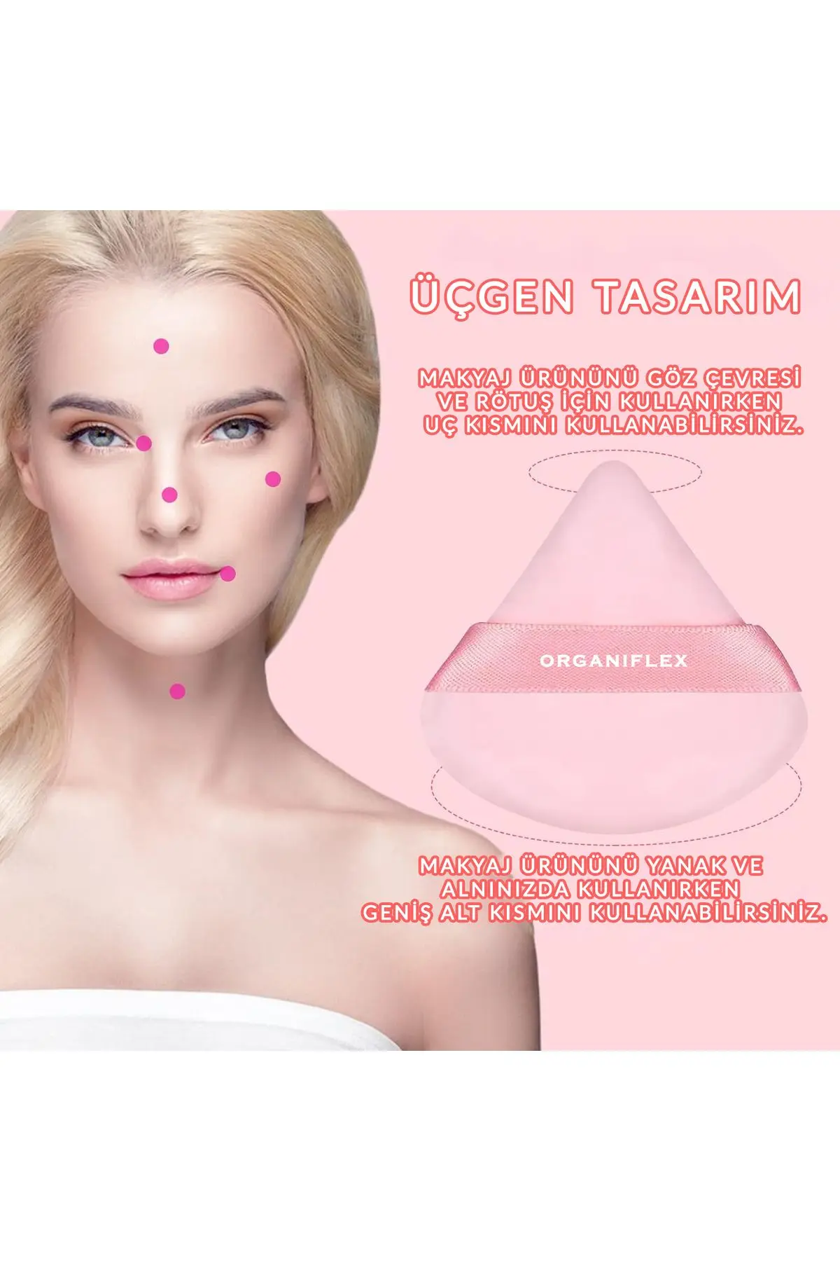 3'lü Tutmalı Kadife Makyaj Süngeri (Yıkanabilir) Pudra Fondöten BB Krem Uygulama