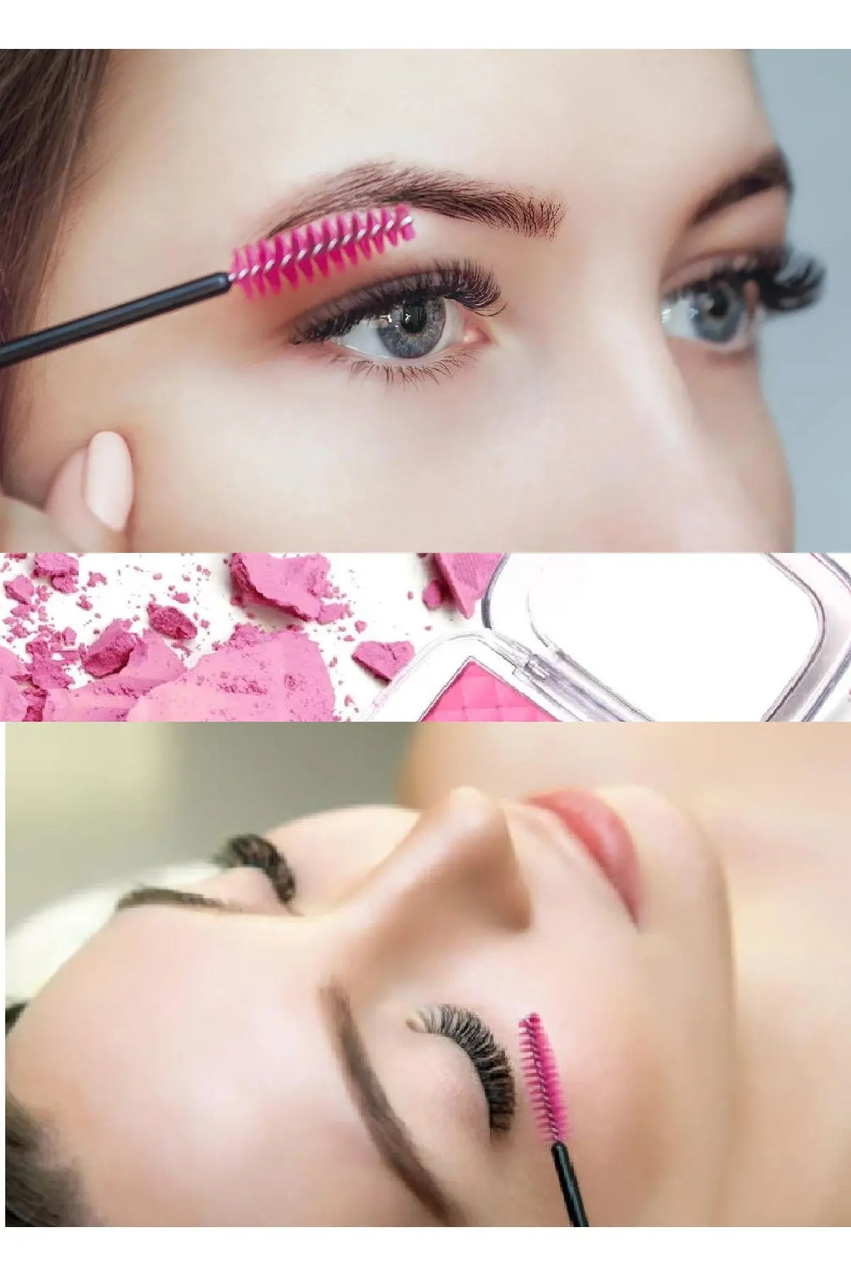 50'li Pembe Kaş Kirpik Tarama Fırçası Lıftıng Ve Kalıcı Makyaj Uygulamaları Için