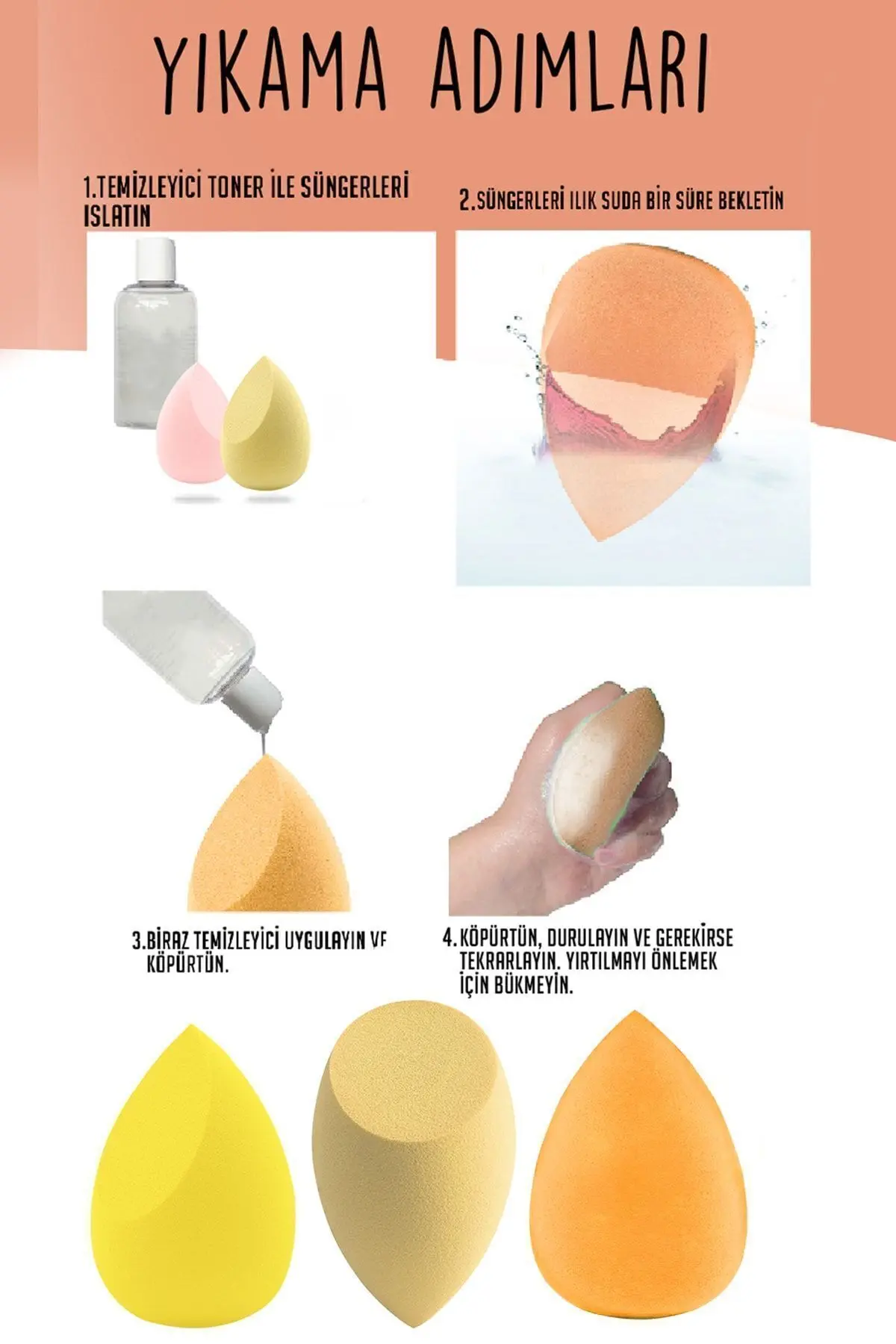 4'lü Kutulu Makyaj Süngeri Seti