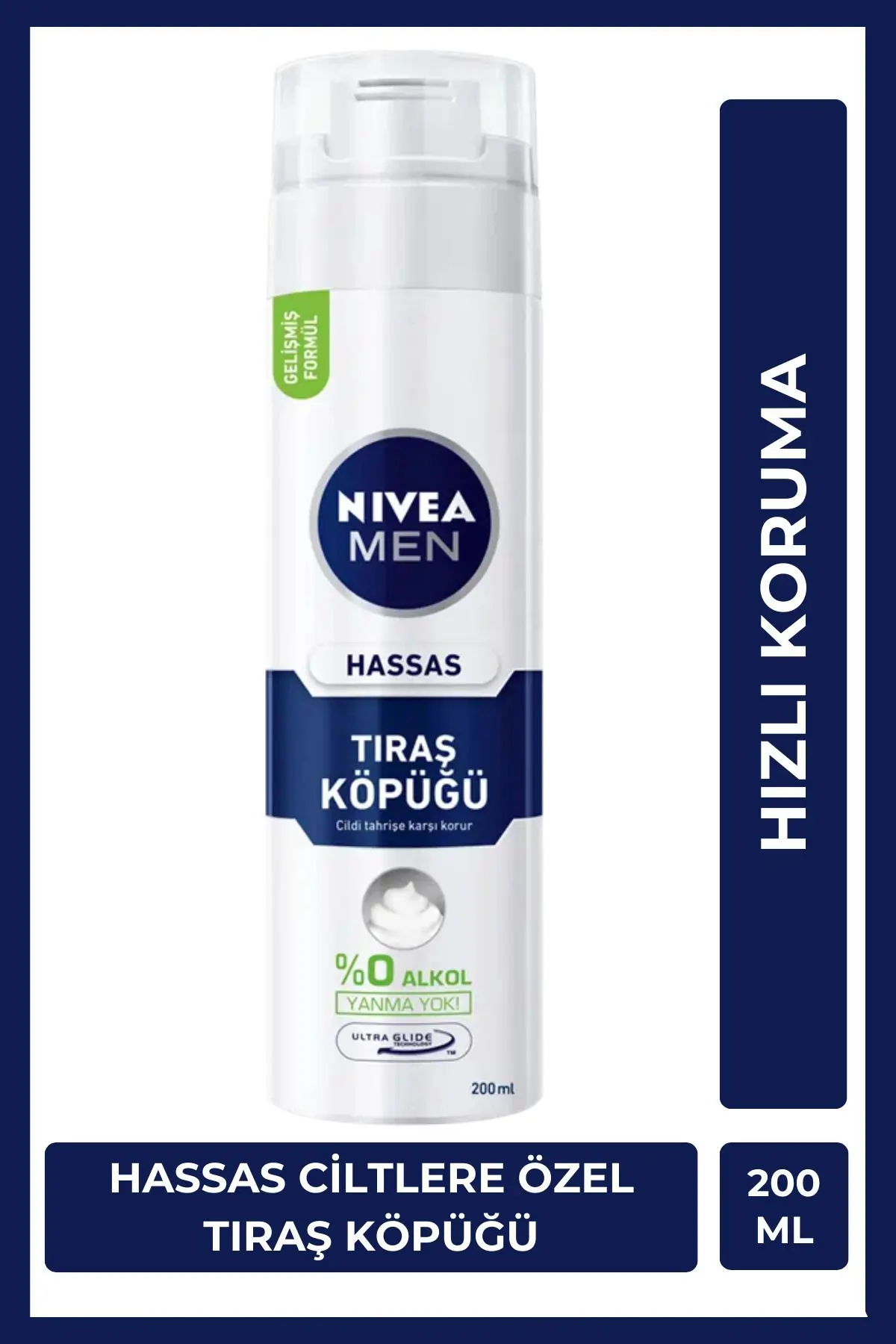 NIVEA MEN Erkek Tıraş Köpüğü 200ml, Hassas Ciltler, Hızlı Koruma, Rahatlatıcı, Konforlu Tıraş Deneyimi
