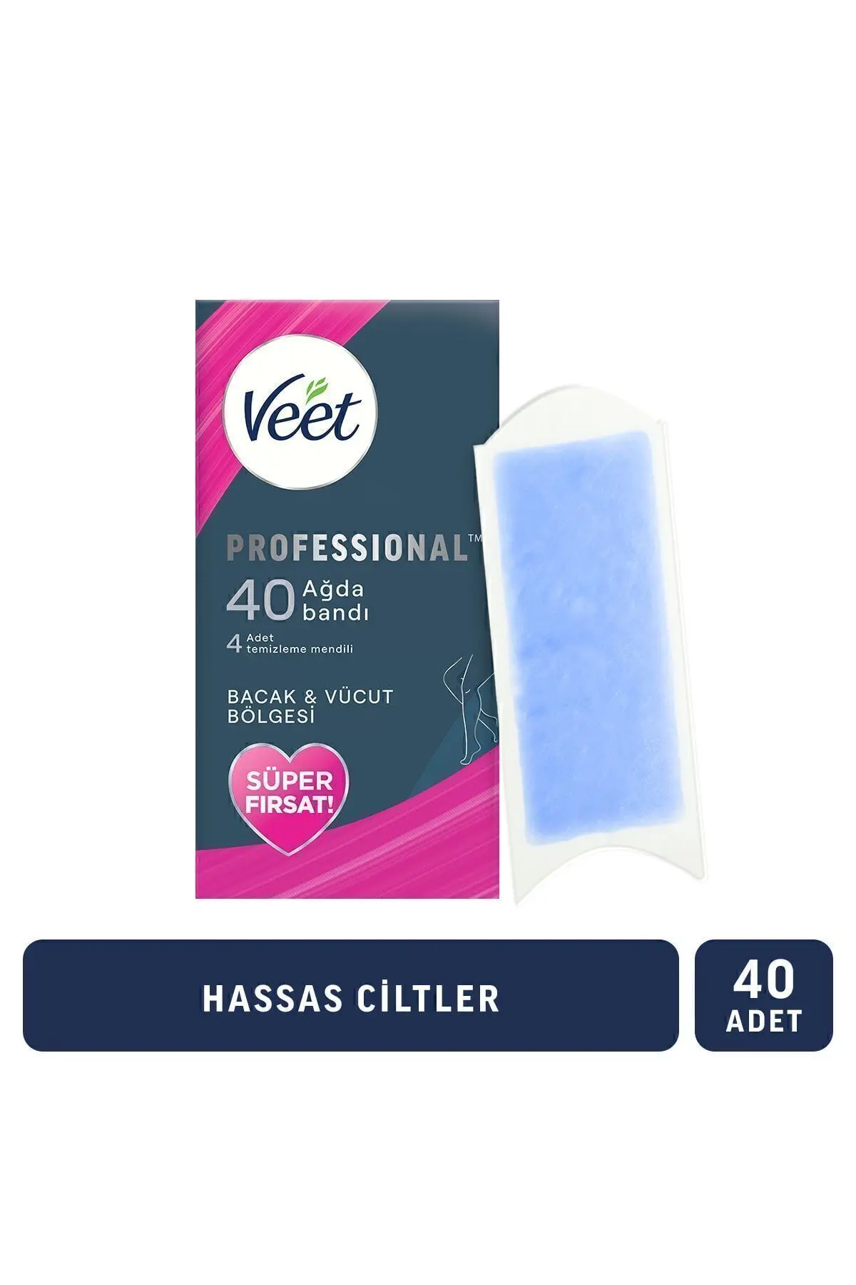 Veet Professional Ağda Bandı Hassas Ciltler Için Bacak&vücut Bölgesi Süper Fırsat 40’lı Paket