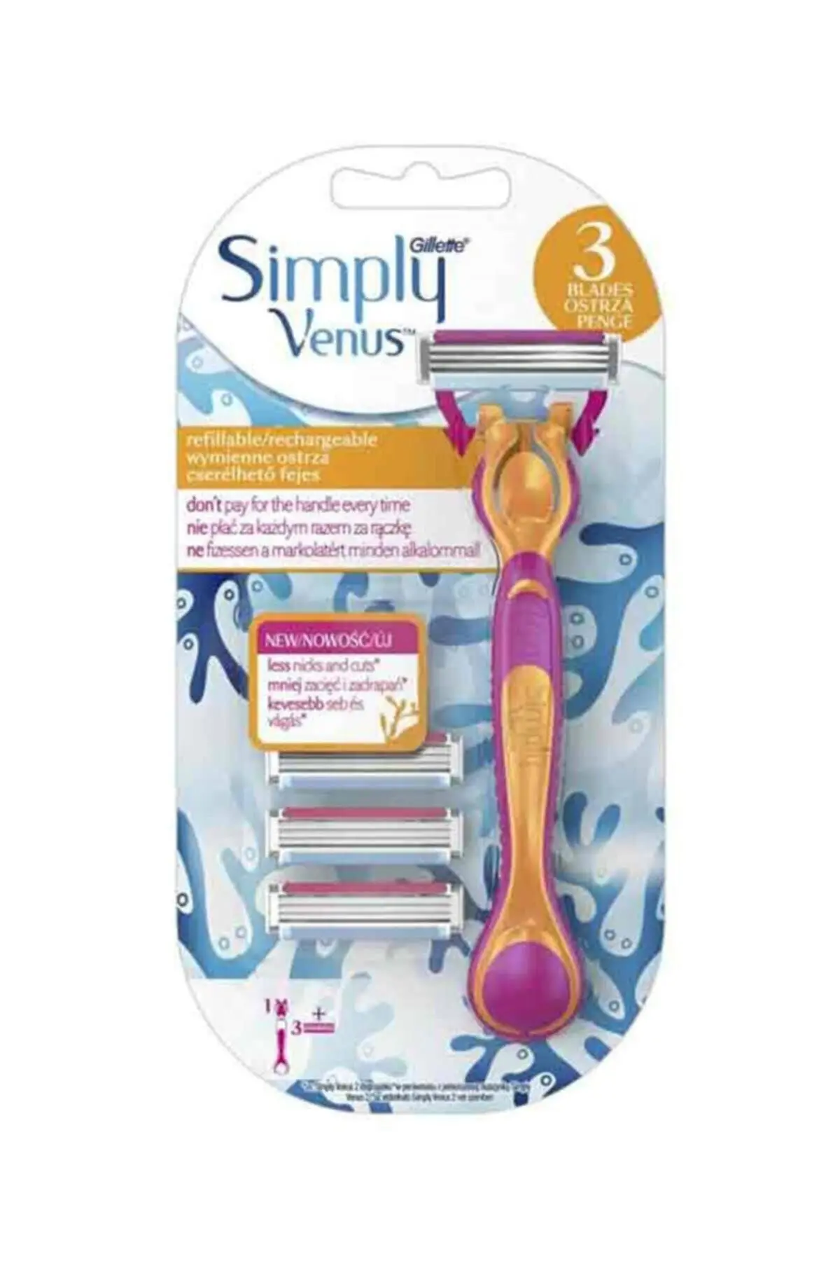 Gillette Venüs simply Venus3 Tıraş Makinesi 3 Yedek Tıraş Bıçağı