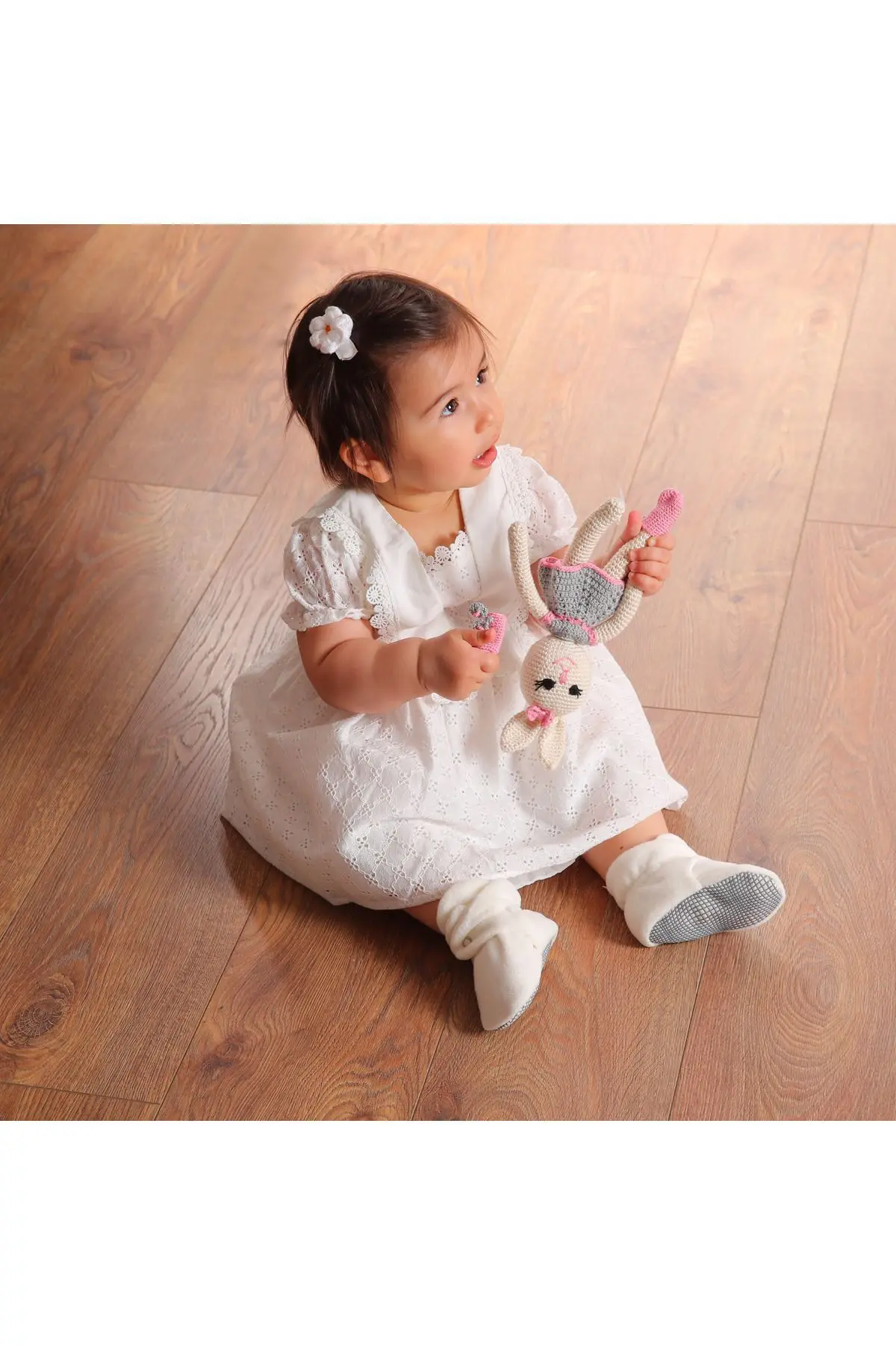 Kaydırmaz Taban, Organik %100 Pamuk Astarlı , Bebek Panduf ,3'Lü Ekonomik Paket (PEMBE-BEYAZ-BEJ)