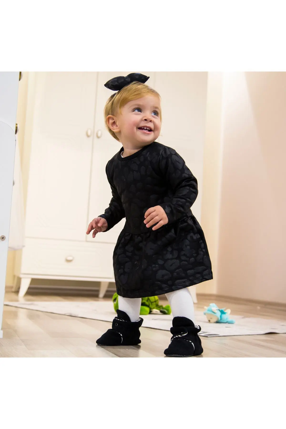 Kaydırmaz Taban, Organik %100 Pamuk Astarlı , Bebek Panduf ,3'Lü Ekonomik Paket (TABA-SİYAH-KIRMIZI)