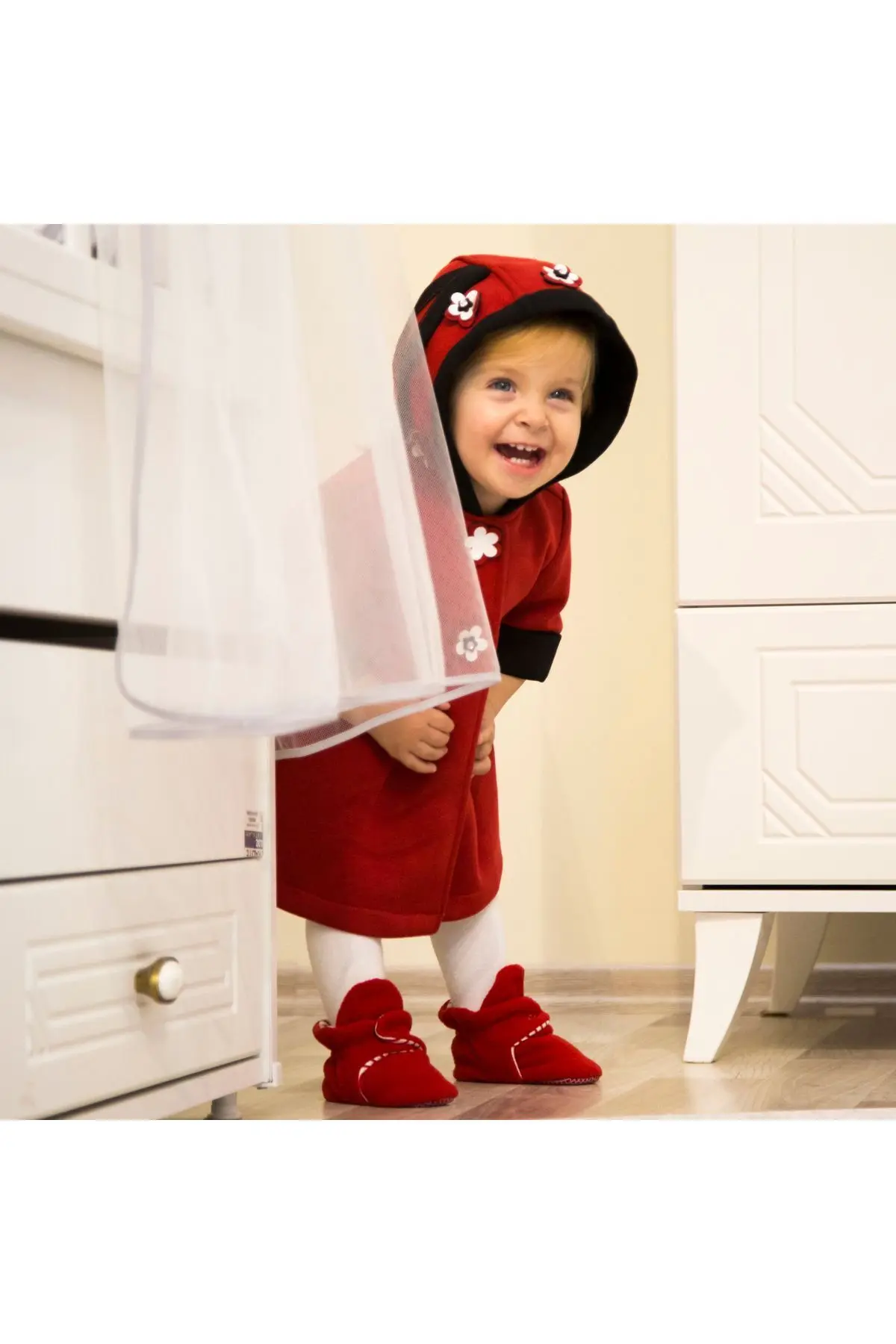 Kaydırmaz Taban, Organik %100 Pamuk Astarlı , Bebek Panduf ,3'Lü Ekonomik Paket (TABA-SİYAH-KIRMIZI)